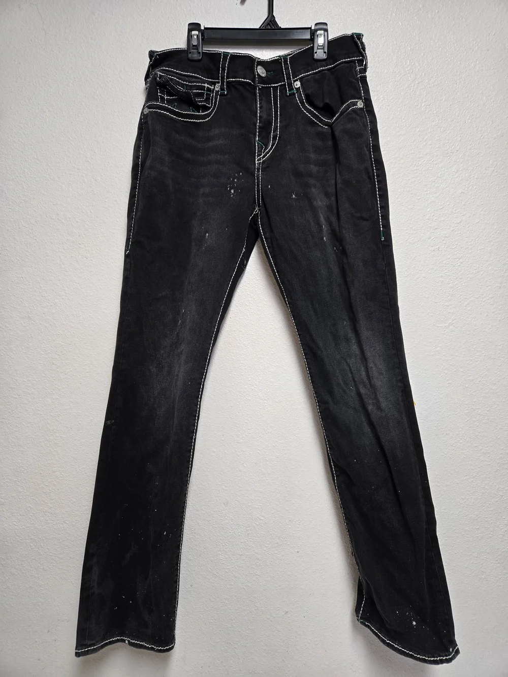True Religion Jeans - Black, Gray, blue Ricky Relaxed Straight Leg Denim Size 31